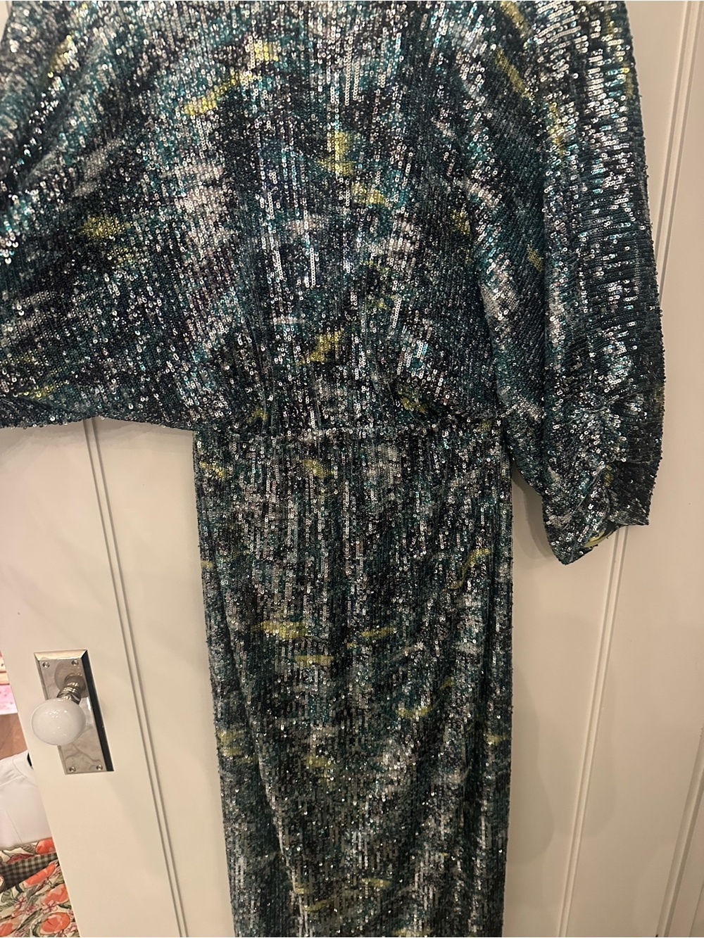Diane Von Furstenberg Sequin Maxi Dress in Green - Picture 6 of 6